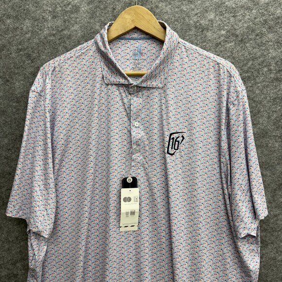 Johnnie-O Men's Polo Shirt, Sporty Activewear, UPF 50 Protection, Blue, XXL, NEW - Picture 2 of 13